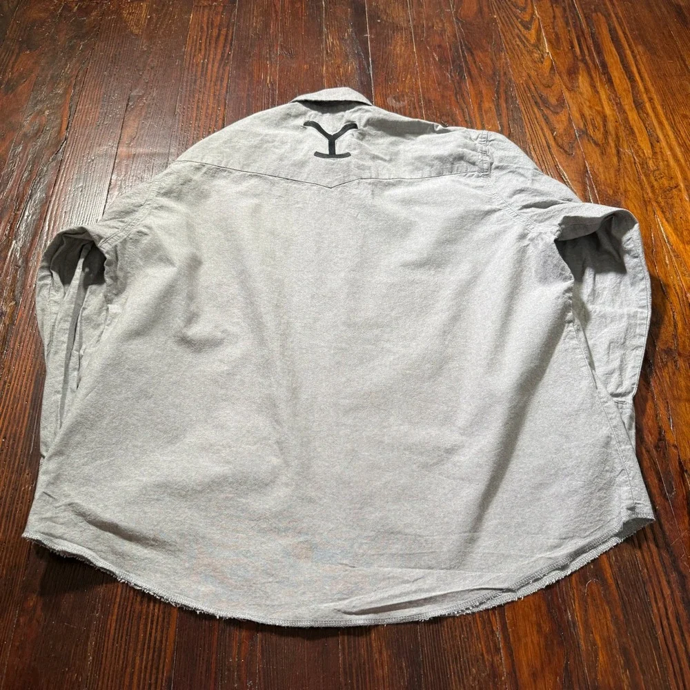Wrangler Yellowstone Pearl Snap Shirt Mens 2XL Grey Western Embroidered Logo L/S